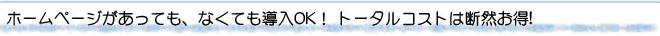 ホームページがあっても、なくても導入OK！ トータルコストは断然お得!